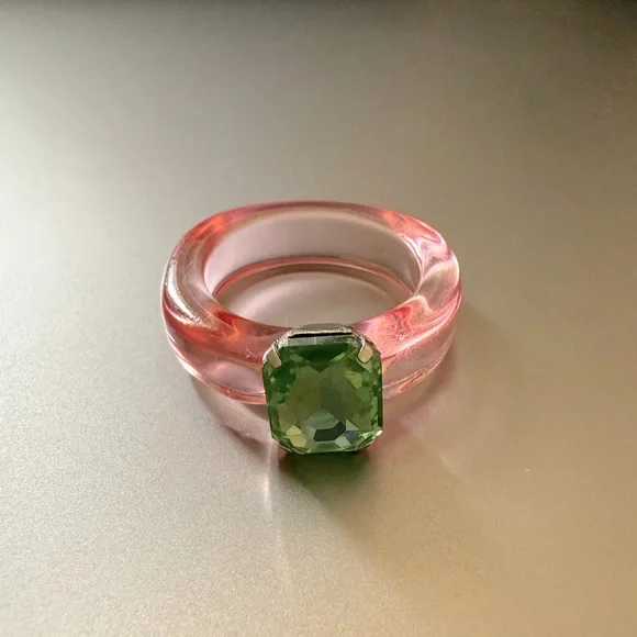 COPY - Resin Ring - pink with pink green - Picture 1 of 3